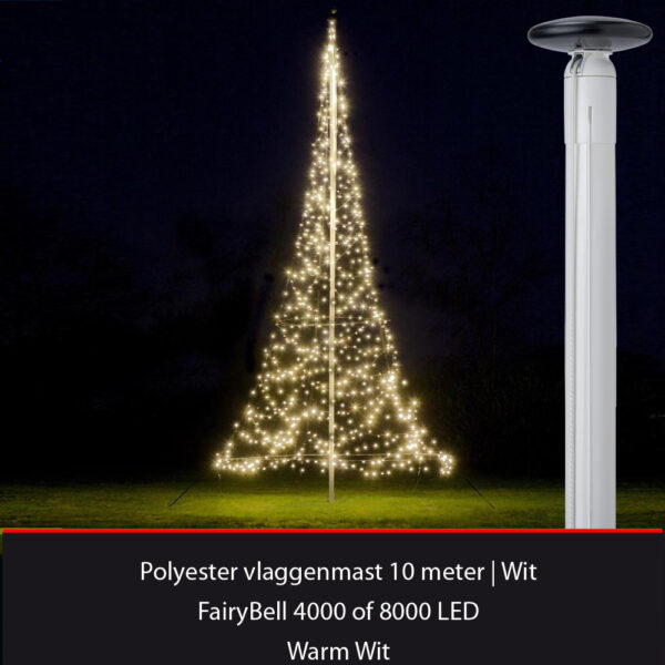 Vlaggenmast kerstverlichting Fairybell 10 meter