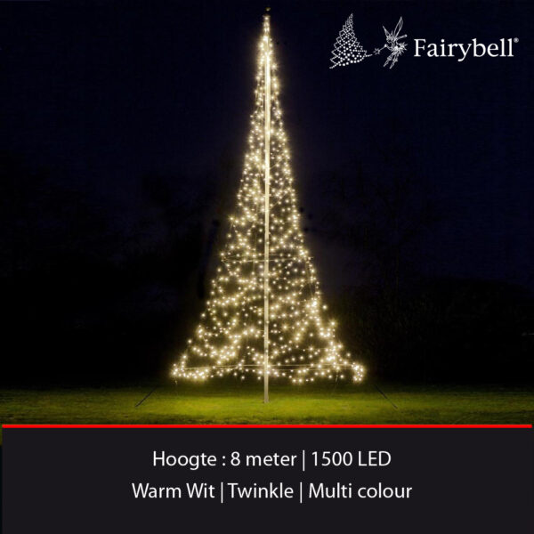 Fairybell 8 meter vlaggenmast kerstverlichting